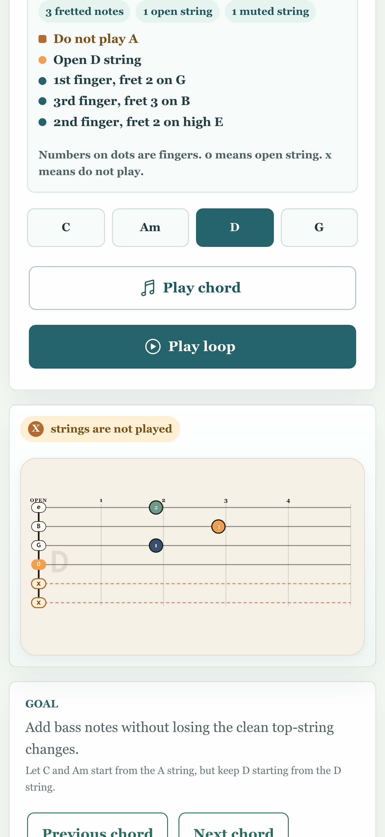 Five-string lesson with C and Am shapes